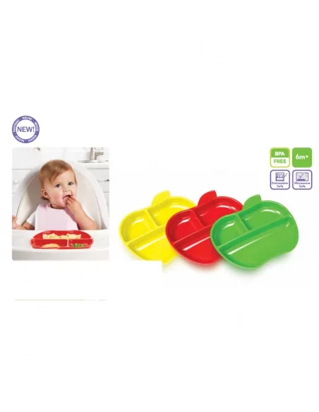 Munchkin - Set barevných dělených talířů ve tvaru jablka 3ks | www.prvnihracky.cz Munchkin - Set barevných dělených talířů ve tvaru jablka 3ks | www.prvnihracky.cz