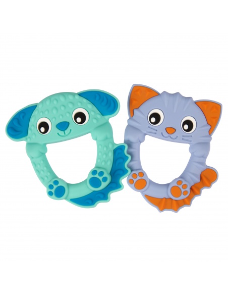 Playgro - Silikonová kousátka kočička a pejsek | www.prvnihracky.cz