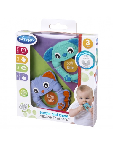 Playgro - Silikonová kousátka kočička a pejsek | www.prvnihracky.cz