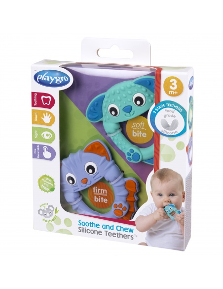 Playgro - Silikonová kousátka kočička a pejsek | www.prvnihracky.cz Playgro - Silikonová kousátka kočička a pejsek | www.prvnihracky.cz